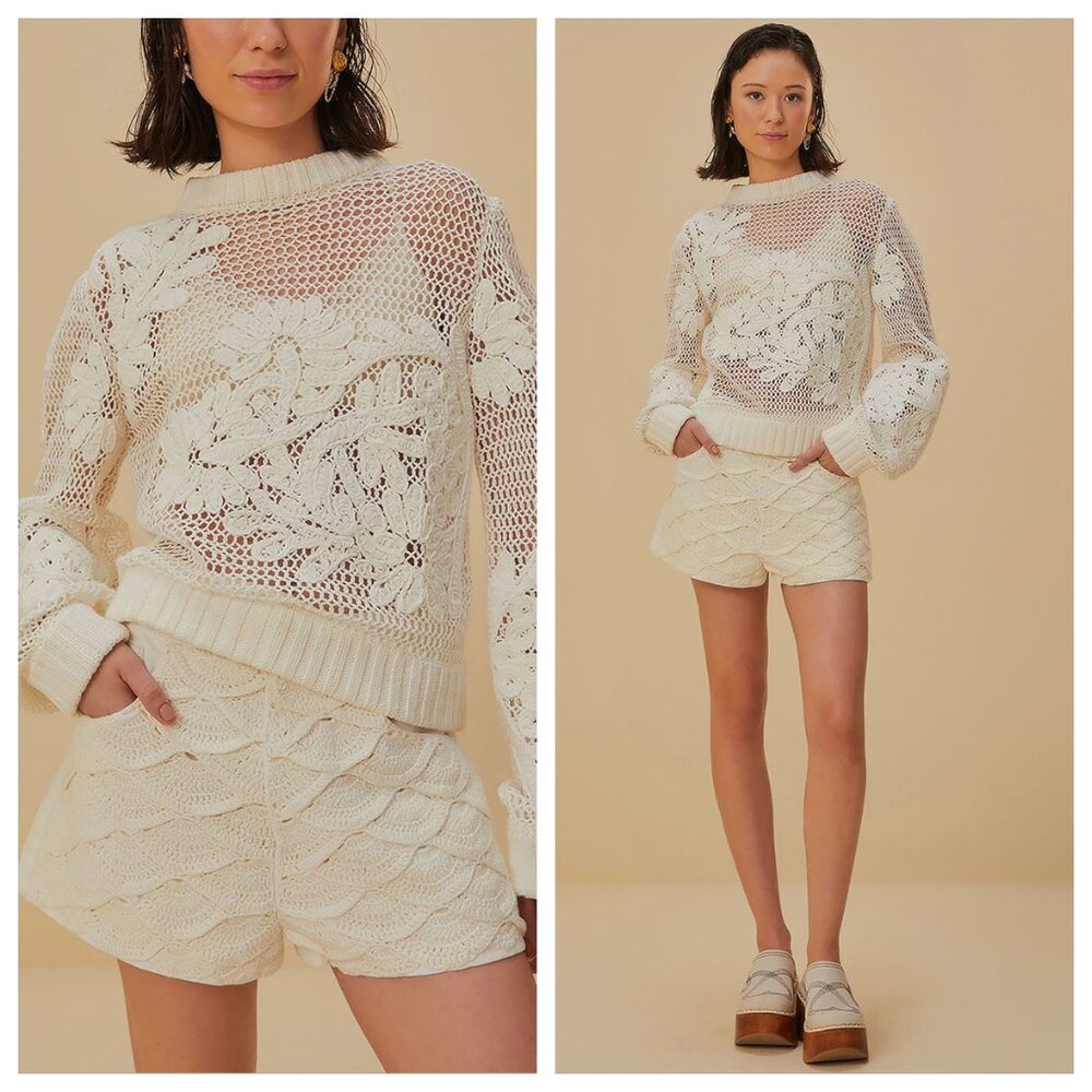 FARM Rio Cream Jean Shorts
